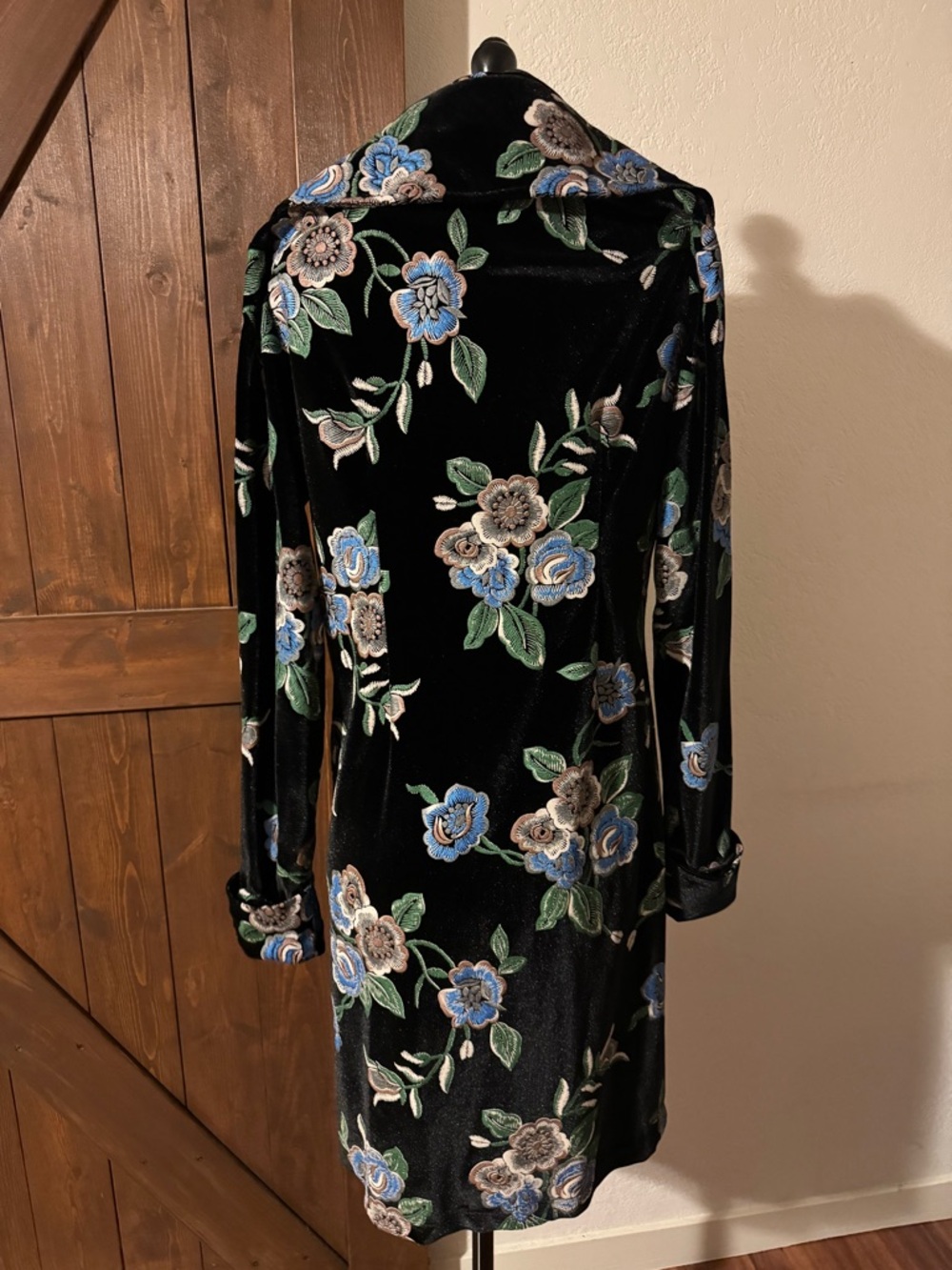 VINTAGE Viviana Gabeiras Velvet Floral Long Line Jacket - Picture 4 of 6